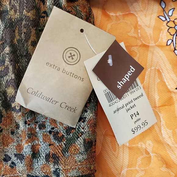 Coldwater Creek Womens Jacket Petite P14 Animal Print Tweed Jacket blazer - Picture 9 of 13